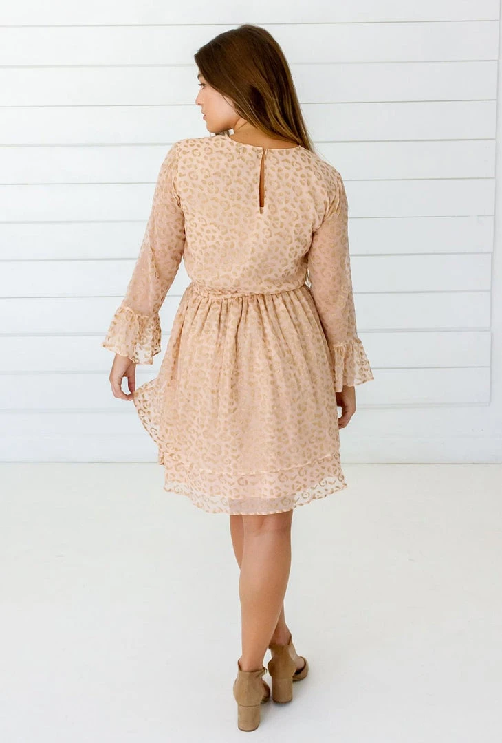 Symbology Leopard Chiffon Dress - Blush + Gold 6 Symbology Leopard Chiffon Dress - Blush + Gold