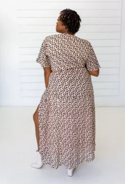 Symbology Special Occasion Leopard Maxi Wrap Dress - Blush + Black