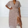 Symbology Special Occasion Leopard Maxi Wrap Dress - Blush + Black
