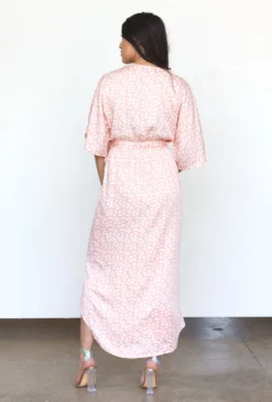 Symbology Modal Leopard Maxi Wrap Dress - Blush + Cream Clothing