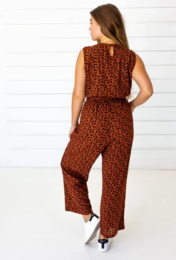 Symbology Clothing Leopard Sleeveless Jumpsuit - Sierra + Black