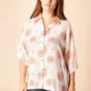 Symbology Seascape Silk Blouse - Cream + Rose Sale