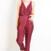 Symbology Special Occasion Silky Strappy Sketched Plaid Jumpsuit - Berry + Black