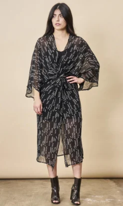 Symbology Stylized Feather Twist Dress - Black + White