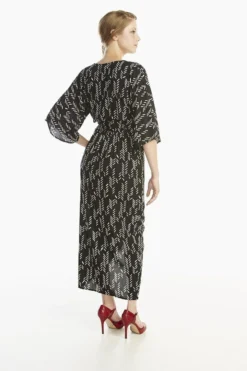 Symbology Stylized Feather Modal Wrap Dress - Black + Cream 10 Symbology Stylized Feather Modal Wrap Dress - Black + Cream