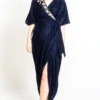 Symbology Special Occasion Velvet Wrap Dress In Midnight Blue