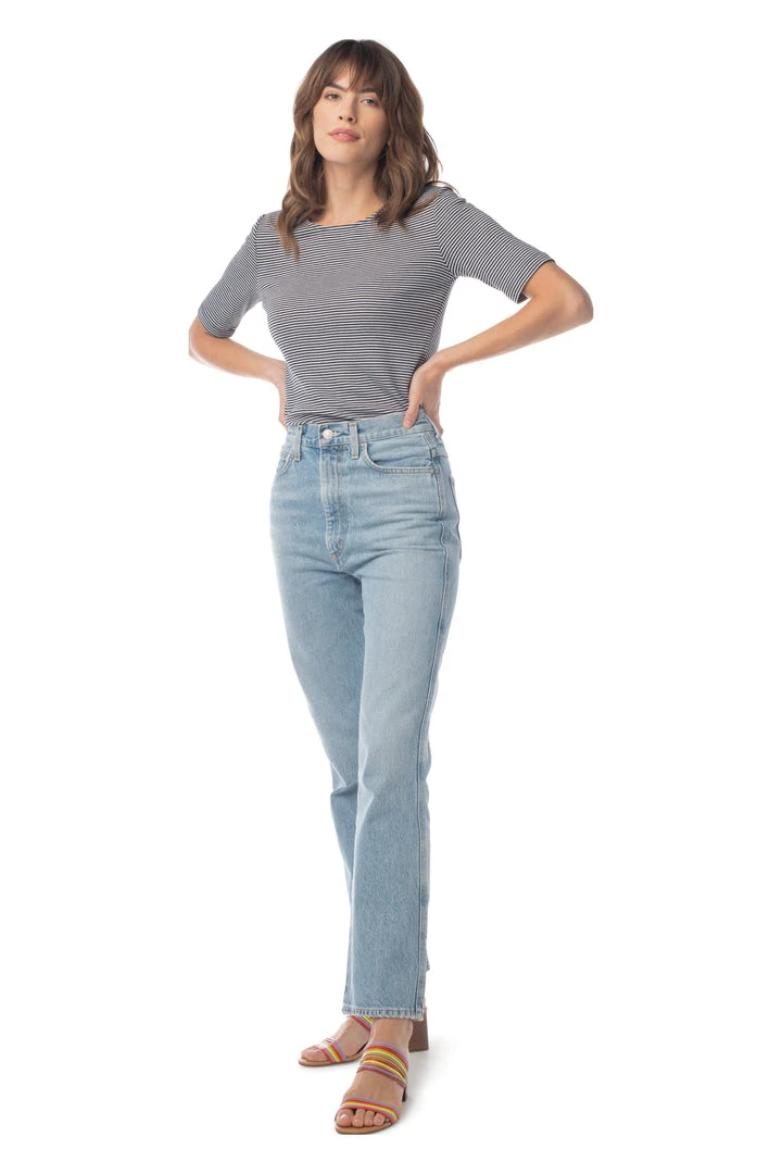 Synergy Organic Clothing Striped Column Tee - Black Sale 6 Synergy Organic Clothing Striped Column Tee - Black Sale