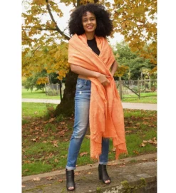 Swahili African Modern Tangerine Gabi Tablecloth / Throw Blanket