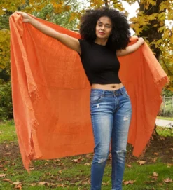 Swahili African Modern Tangerine Gabi Tablecloth / Throw Blanket