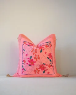 Soil To Studio Teejan Linen Throw Pillow Cover - Bright Pink