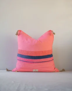 Soil To Studio Teejan Linen Throw Pillow Cover - Bright Pink