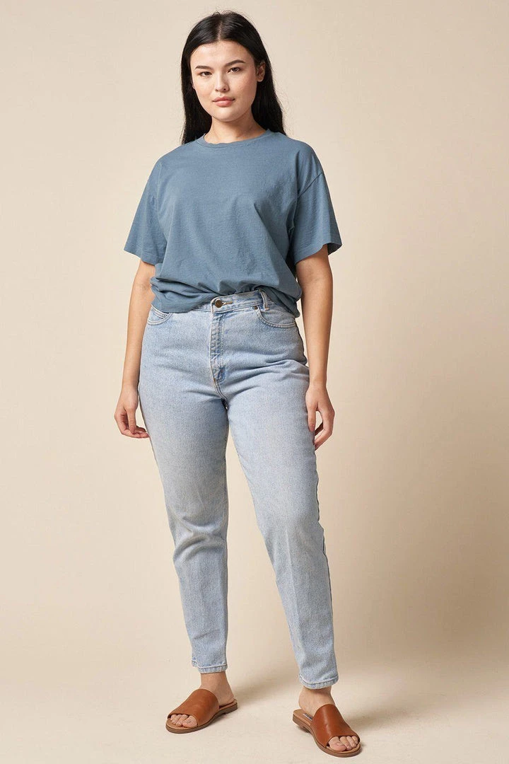 The Standard Stitch Made In USA Boxy Crew - Stone Blue 5 The Standard Stitch Made In USA Boxy Crew - Stone Blue