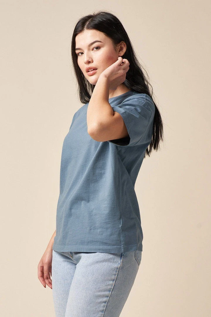 The Standard Stitch Made In USA Boxy Crew - Stone Blue 3 The Standard Stitch Made In USA Boxy Crew - Stone Blue