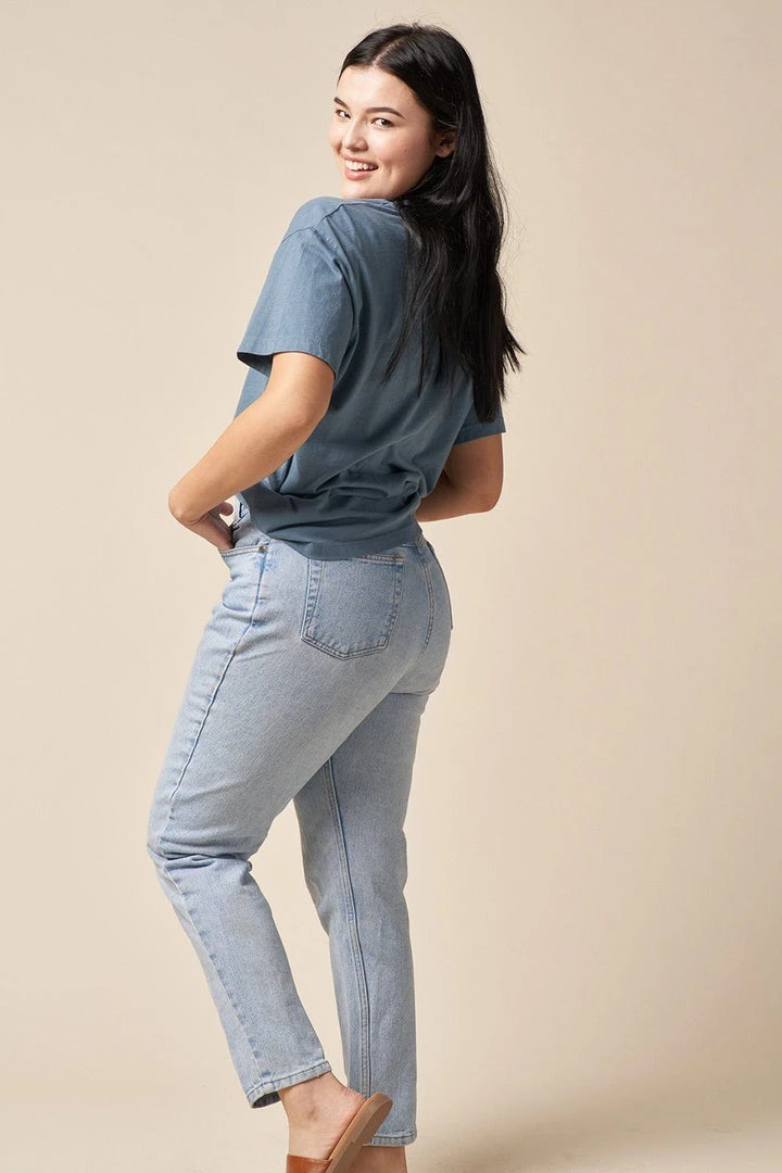 The Standard Stitch Made In USA Boxy Crew - Stone Blue 4 The Standard Stitch Made In USA Boxy Crew - Stone Blue