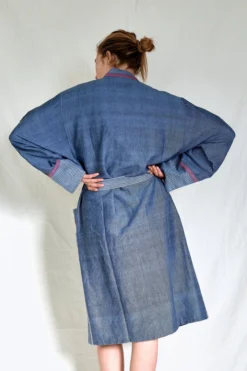 Home & Loft Tribeca Unisex Long Turkish Robe - Indigo