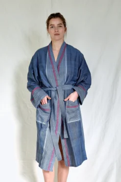 Home & Loft Tribeca Unisex Long Turkish Robe - Indigo