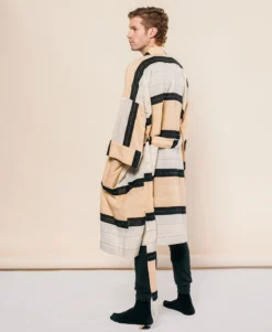 Anchal Stripe Unisex Robe - Ivory 9 Anchal Stripe Unisex Robe - Ivory