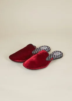 ONE432 Upcycled Velvet Unisex Slippers - Begum Scarlet Best Sellers