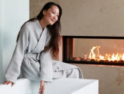 Coyuchi Unisex Waffle Robe - Fog