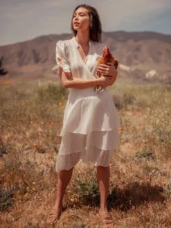 Valani Clothing Chanthu Banana Midi Skirt - Cloud Dancer