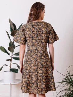 Mata Traders Varanasi Olive Flutter Dress Best Sellers