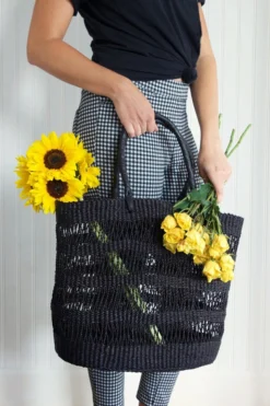 Swahili African Modern Veta Vera Raven Lace Weave Shopper Bag