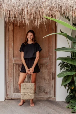 Village Thrive Accessories Bela Rattan Tote Bag