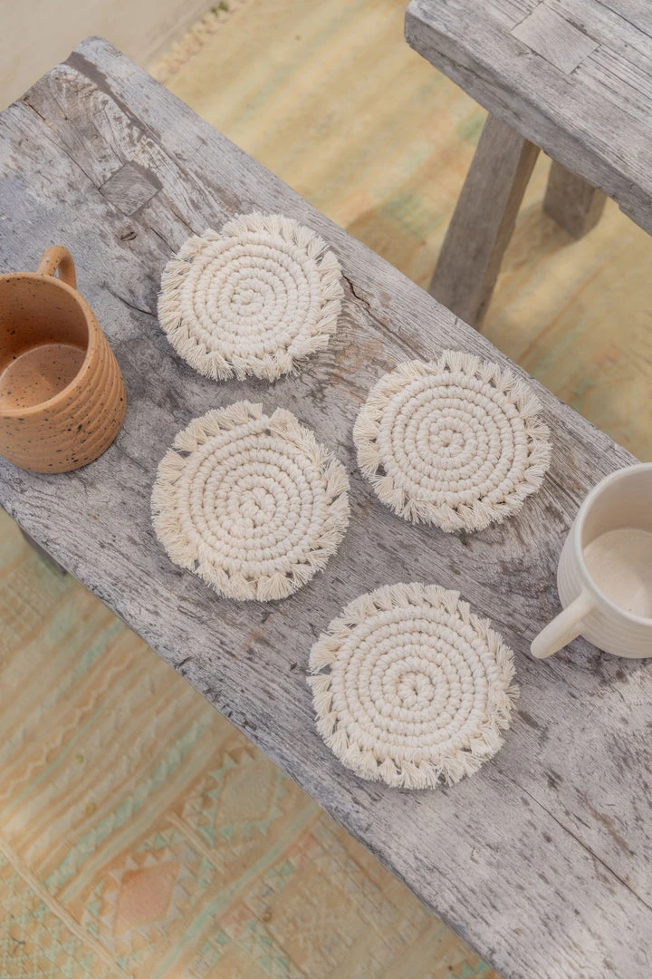 Village Thrive Mixed Macrame Coaster Set Home Goods 3 Village Thrive Mixed Macrame Coaster Set Home Goods