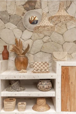 Village Thrive Accessories Plaid Rattan Clutch Bag