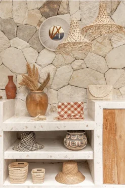 Village Thrive Accessories Plaid Rattan Clutch Bag