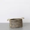 Will & Atlas Home Goods Large Jute Basket - Charcoal Stripe