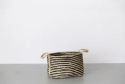 Will & Atlas Home Goods Large Jute Basket - Charcoal Stripe