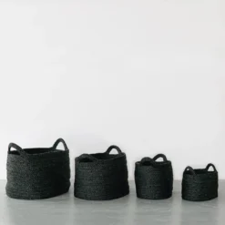Will & Atlas Oval Jute Baskets - Charcoal