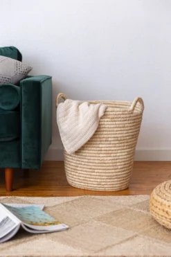 Will & Atlas Palm Leaf Laundry Basket - Round