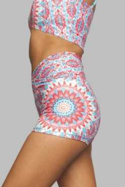 Wolven Activewear + Athleisure Crossover Recycled High-Waisted Short - Amalfi