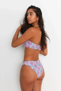 Wolven Swim Recycled Ruched Hipster Bikini Bottom - Amalfi