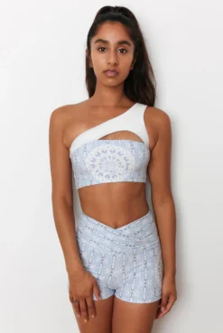 Wolven Reversible One Shoulder Recycled Top - Aquarius Activewear + Athleisure