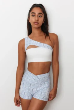 Wolven Reversible One Shoulder Recycled Top - Aquarius Activewear + Athleisure