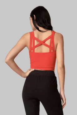Wolven Double Cross Recycled Top - Cayenne Activewear + Athleisure