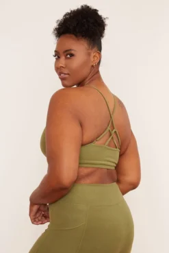 Wolven Reversible Crisscross Recycled Bra - Eucalyptus Activewear + Athleisure