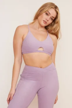 Wolven Activewear + Athleisure Reversible Crisscross Recycled Bra - Lavender
