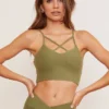 Wolven Reversible Crisscross Four-Way Recycled Top - Eucalyptus Activewear + Athleisure