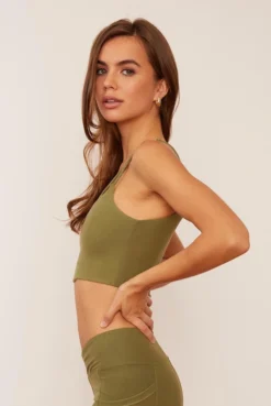 Wolven Reversible Crisscross Four-Way Recycled Top - Eucalyptus Activewear + Athleisure