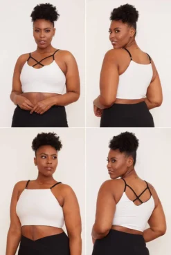 Wolven Activewear + Athleisure Reversible Crisscross Four-Way Recycled Top - Onyx