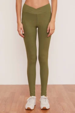 Wolven Activewear + Athleisure Recycled Crossover Pocket Legging - Eucalyptus