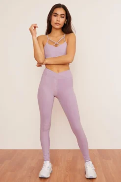 Wolven Recycled Crossover Pocket Legging - Lavender