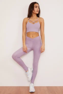 Wolven Recycled Crossover Pocket Legging - Lavender