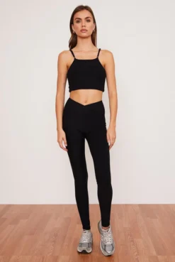 Wolven Recycled Crossover Pocket Legging - Onyx