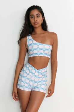 Wolven Reversible One Shoulder Recycled Swimsuit Top - Echo