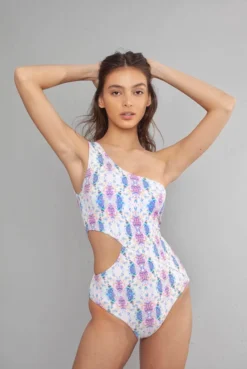 Wolven Reversible One Shoulder Recycled Swimsuit - Elektriflora